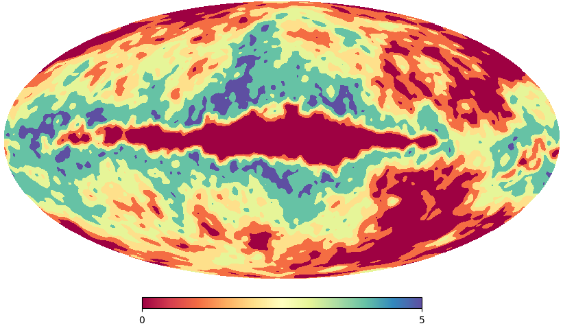 Diffuse regions identified in a global sky model